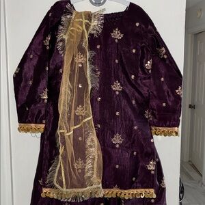 Purple and Gold 3 piece gharara NWOT